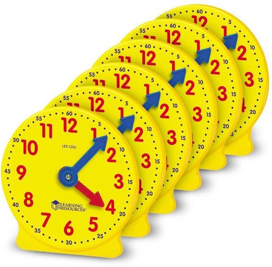 Learning Resources - Learning Resources - Big Time Geared Mini - Clocks set van 6 - Playlaan