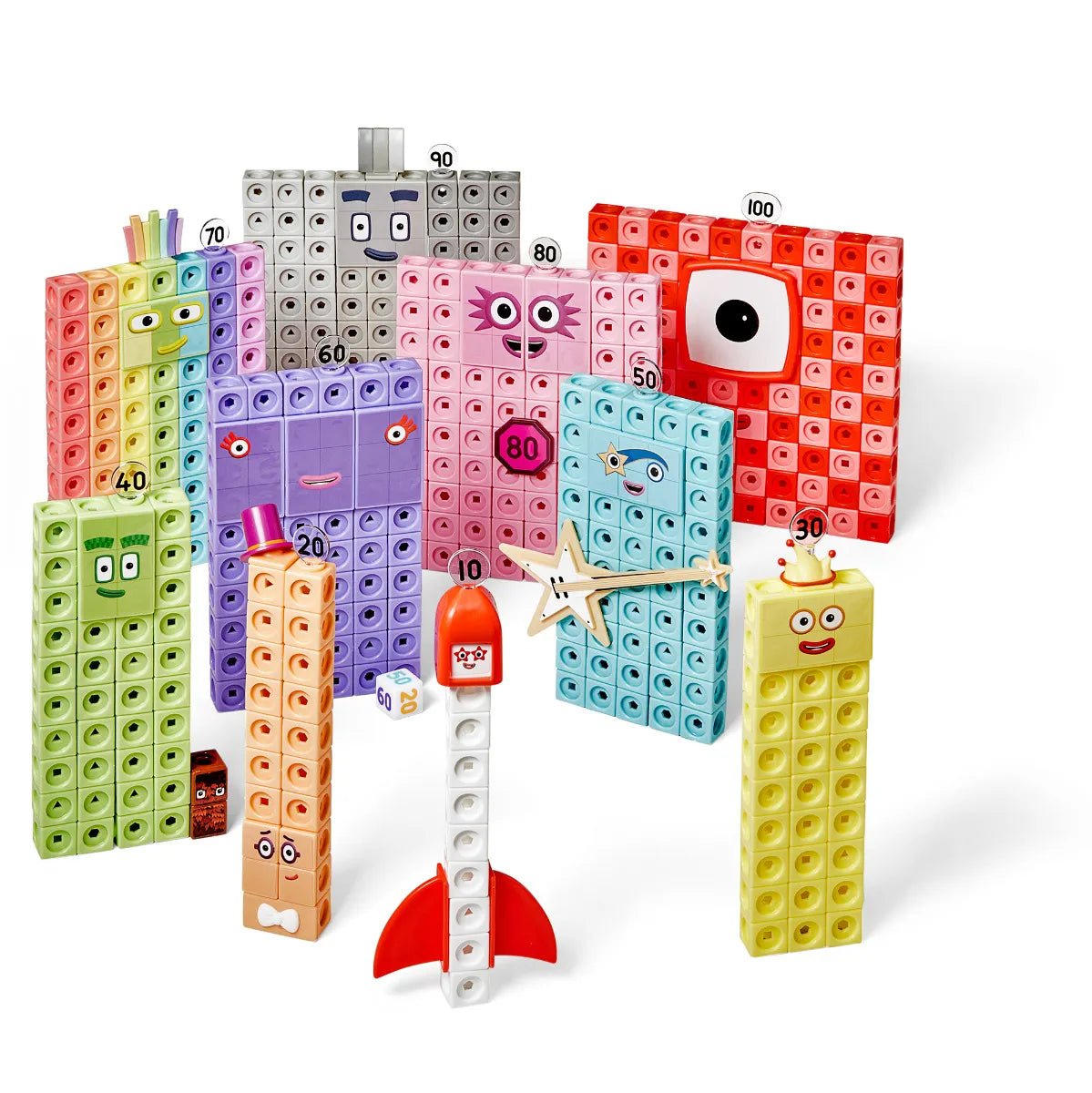 Learning Resources - Learning resources - Numberblocks MathLink Cubes activiteitenset 10 - 100 - Playlaan