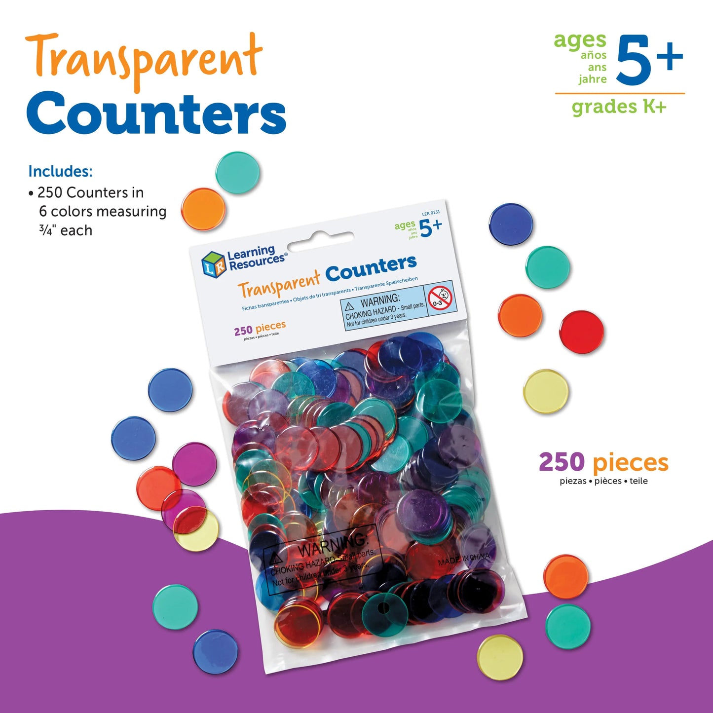 Learning Resources - Transparante Tellers Set van 250 - Playlaan