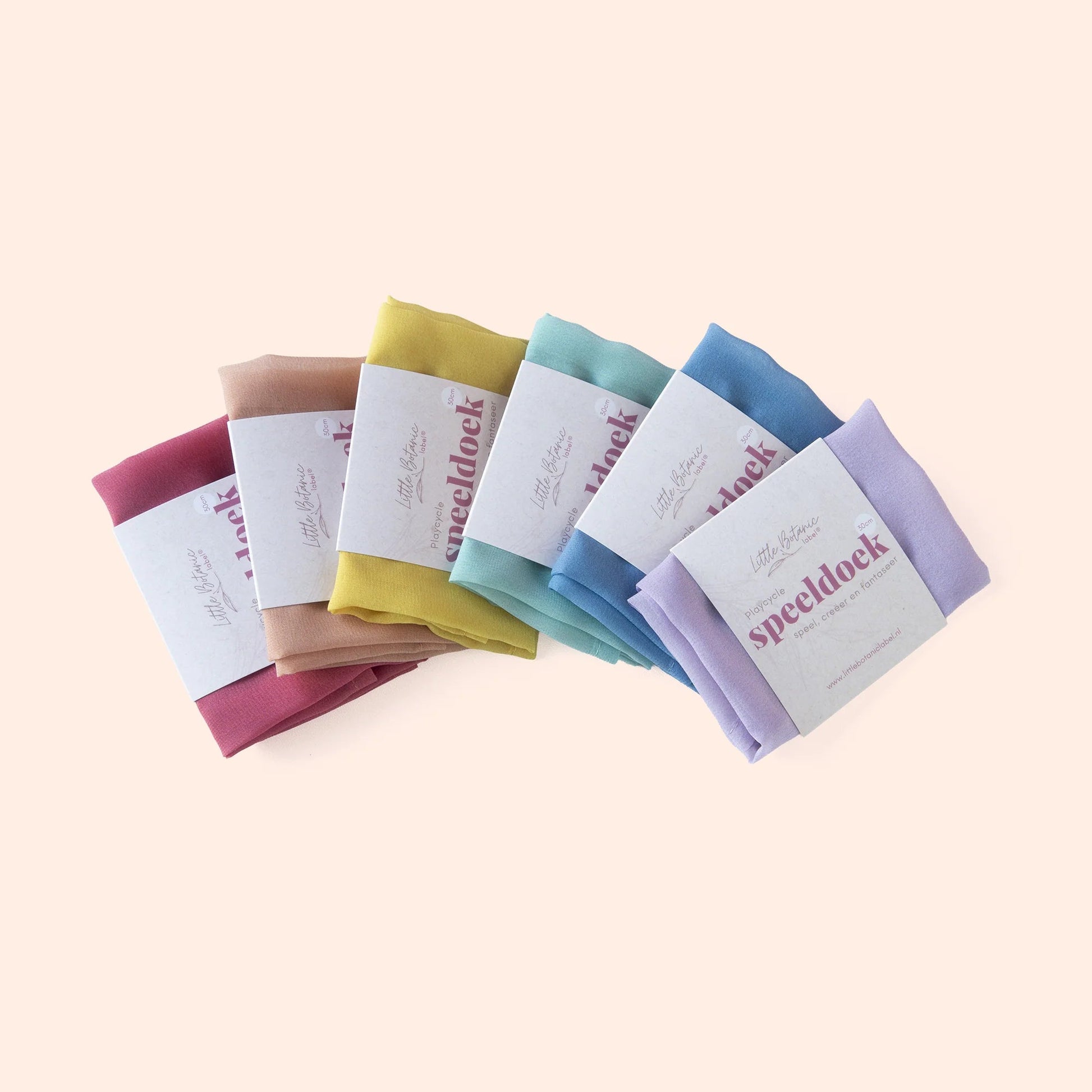 Little Botanic label - Little Botanic label - Playcycle speeldoek set 6 - delig 30cm - Pastel - Playlaan