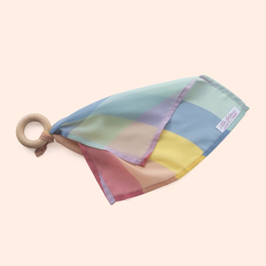 Little Botanic label - Little Botanic label - Playcycle speeldoek waves 30cm +ring - Pastel - Playlaan