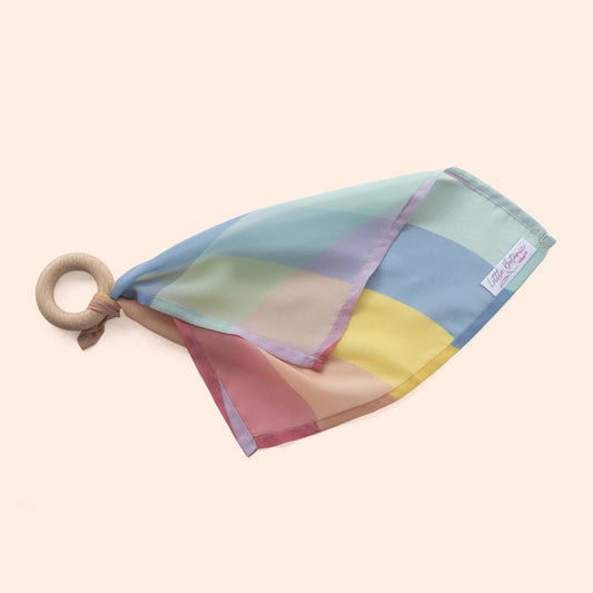 Little Botanic label - Little Botanic label - Playcycle speeldoek waves 30cm +ring - Pastel - Playlaan