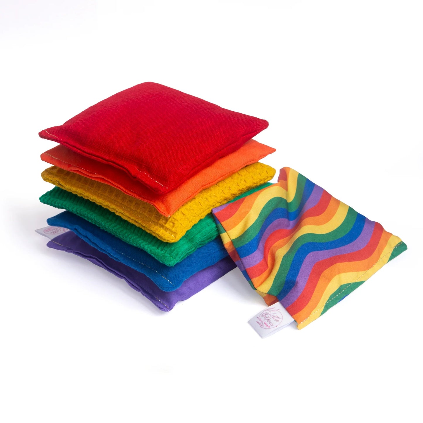 Little Botanic label - Little Botanic label - Sensorische pittenzakjes Regenboog + Waves - set van 7 - Playlaan