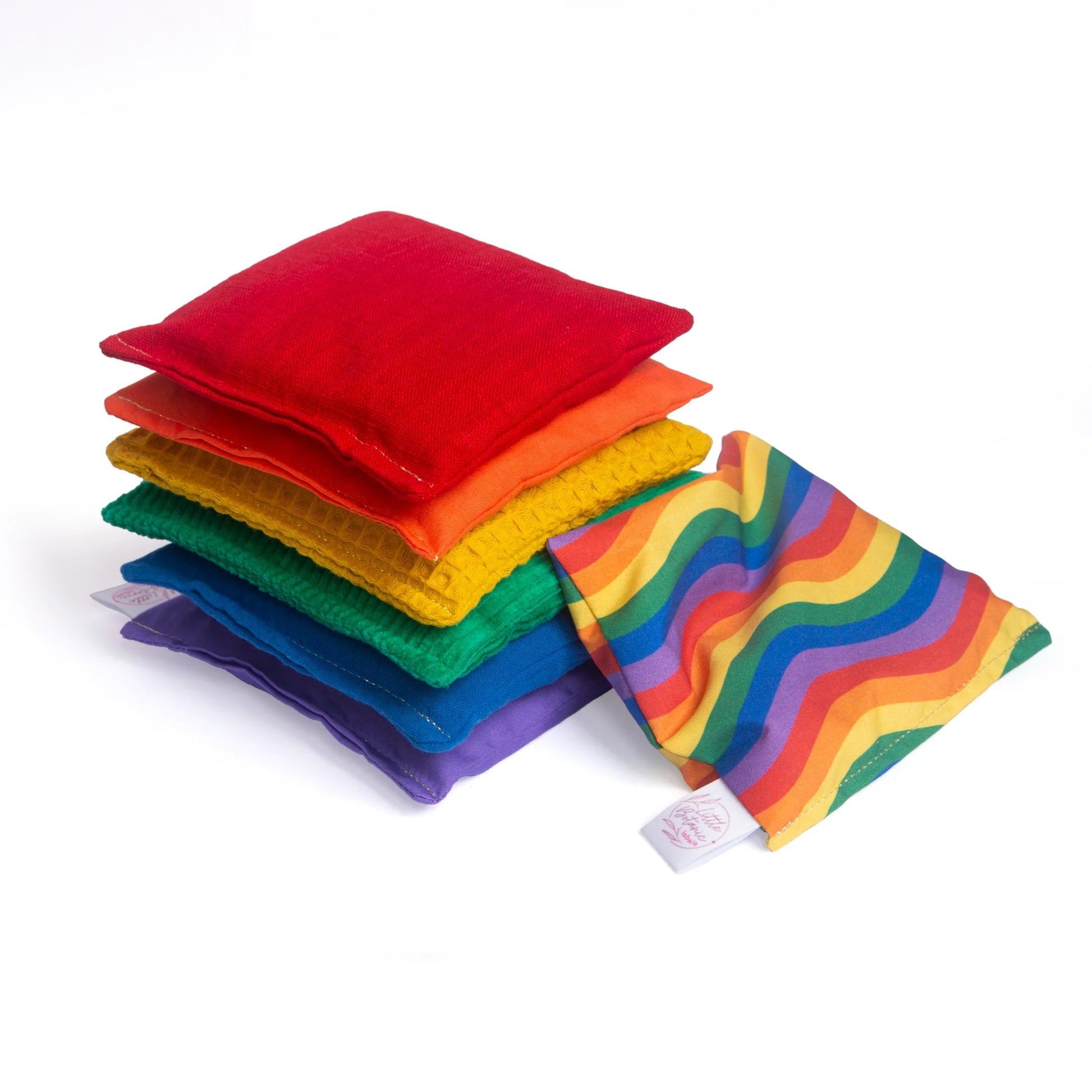 Little Botanic label - Little Botanic label - Sensorische pittenzakjes Regenboog + Waves - set van 7 - Playlaan