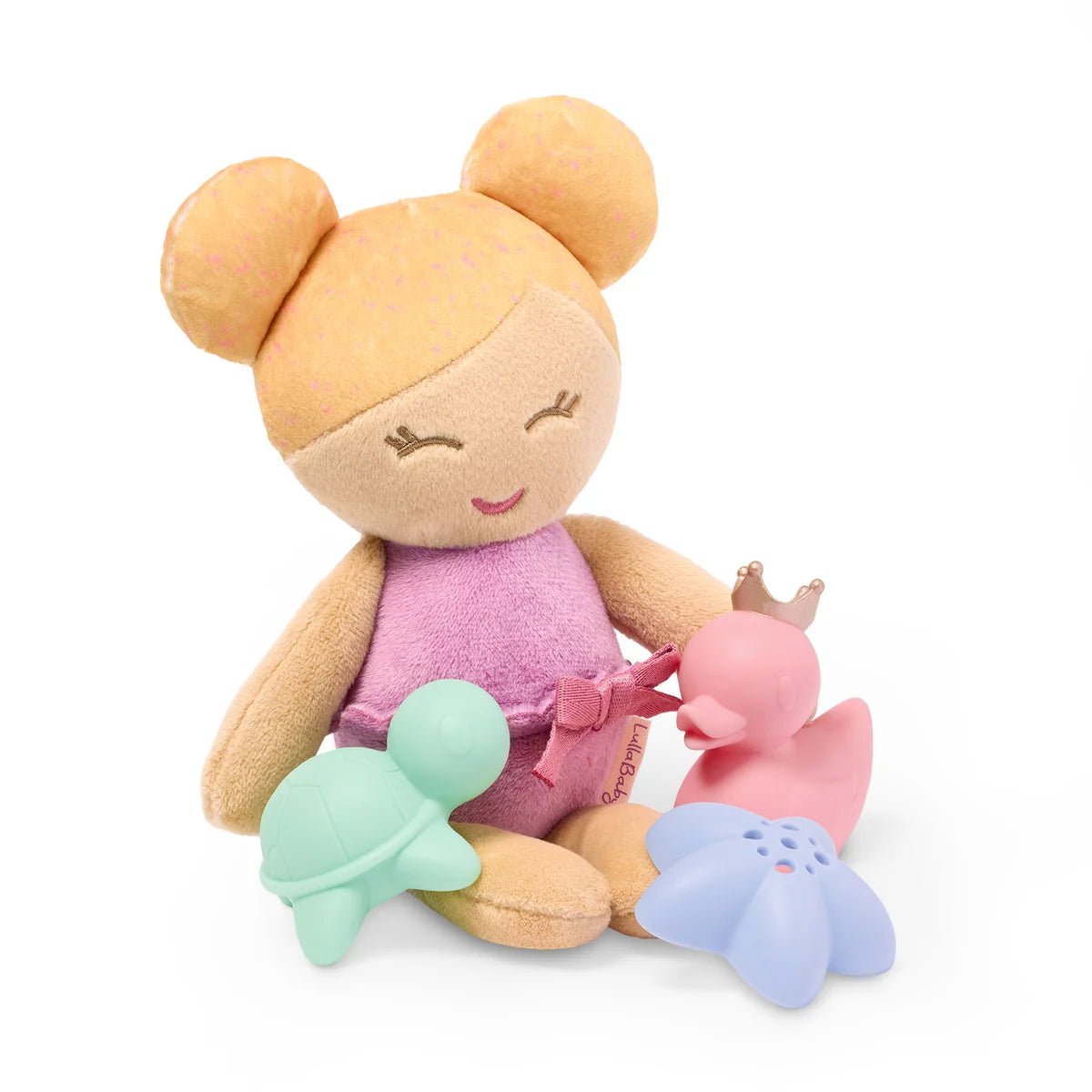 LullaBaby - LullaBaby - Babybadpop met Blond Haar – Speelset met Mandje en Accessoires - Playlaan