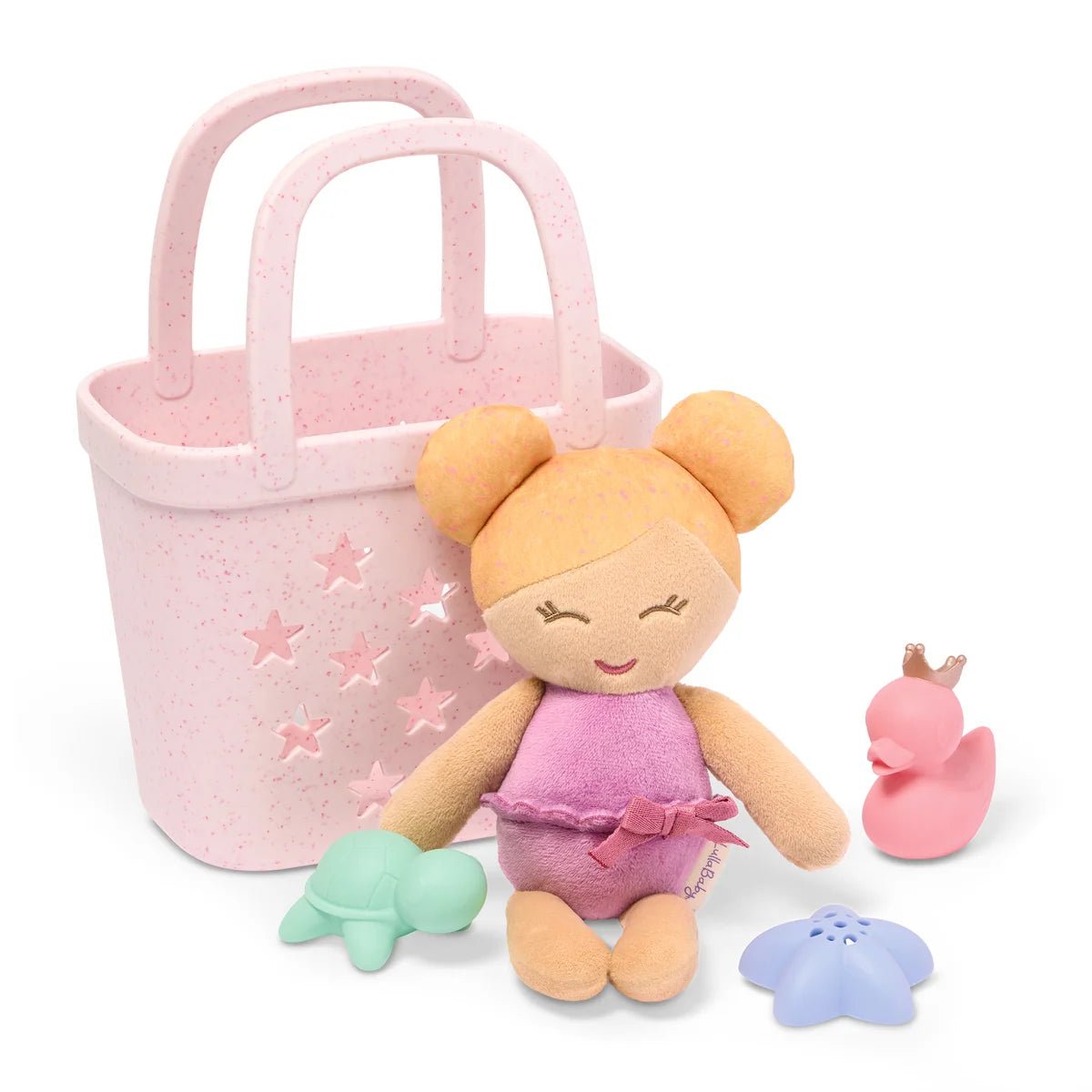 LullaBaby - LullaBaby - Babybadpop met Blond Haar – Speelset met Mandje en Accessoires - Playlaan