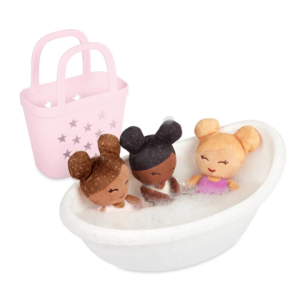 LullaBaby - LullaBaby - Badpoppen in Roze Mandje – set van 3 - Playlaan