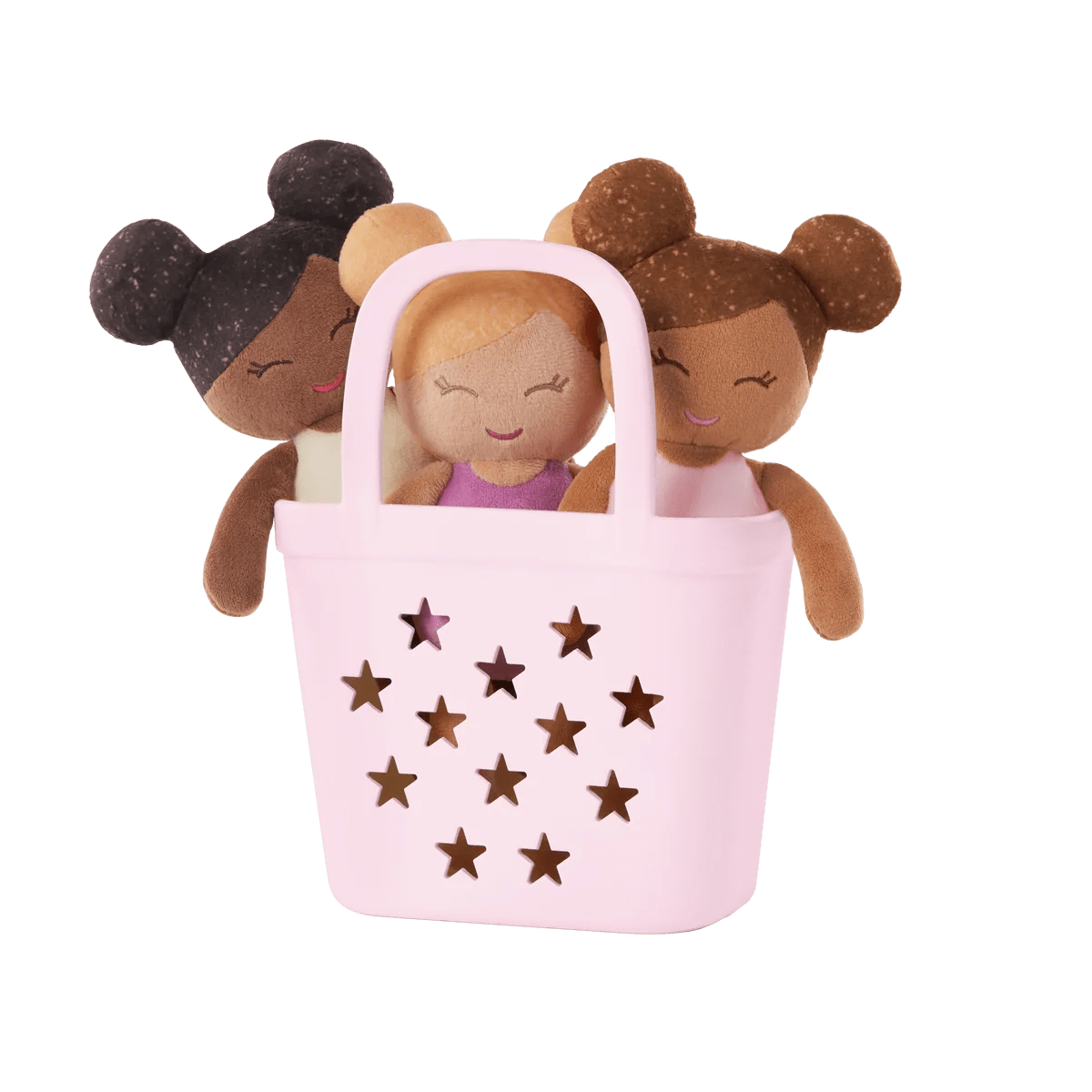 LullaBaby - LullaBaby - Badpoppen in Roze Mandje – set van 3 - Playlaan