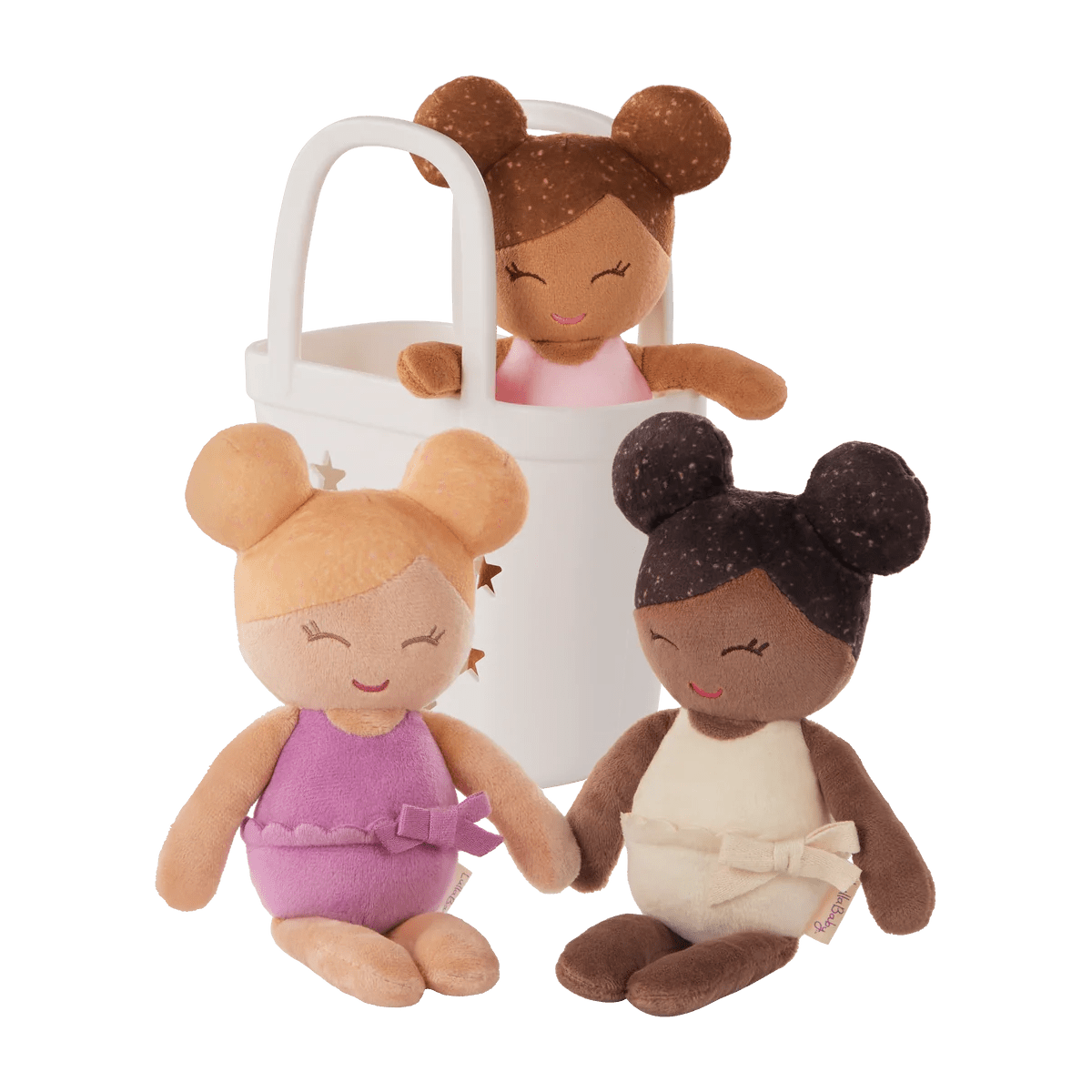 LullaBaby - LullaBaby - Badpoppen in Wit Mandje – set van 3 - Playlaan