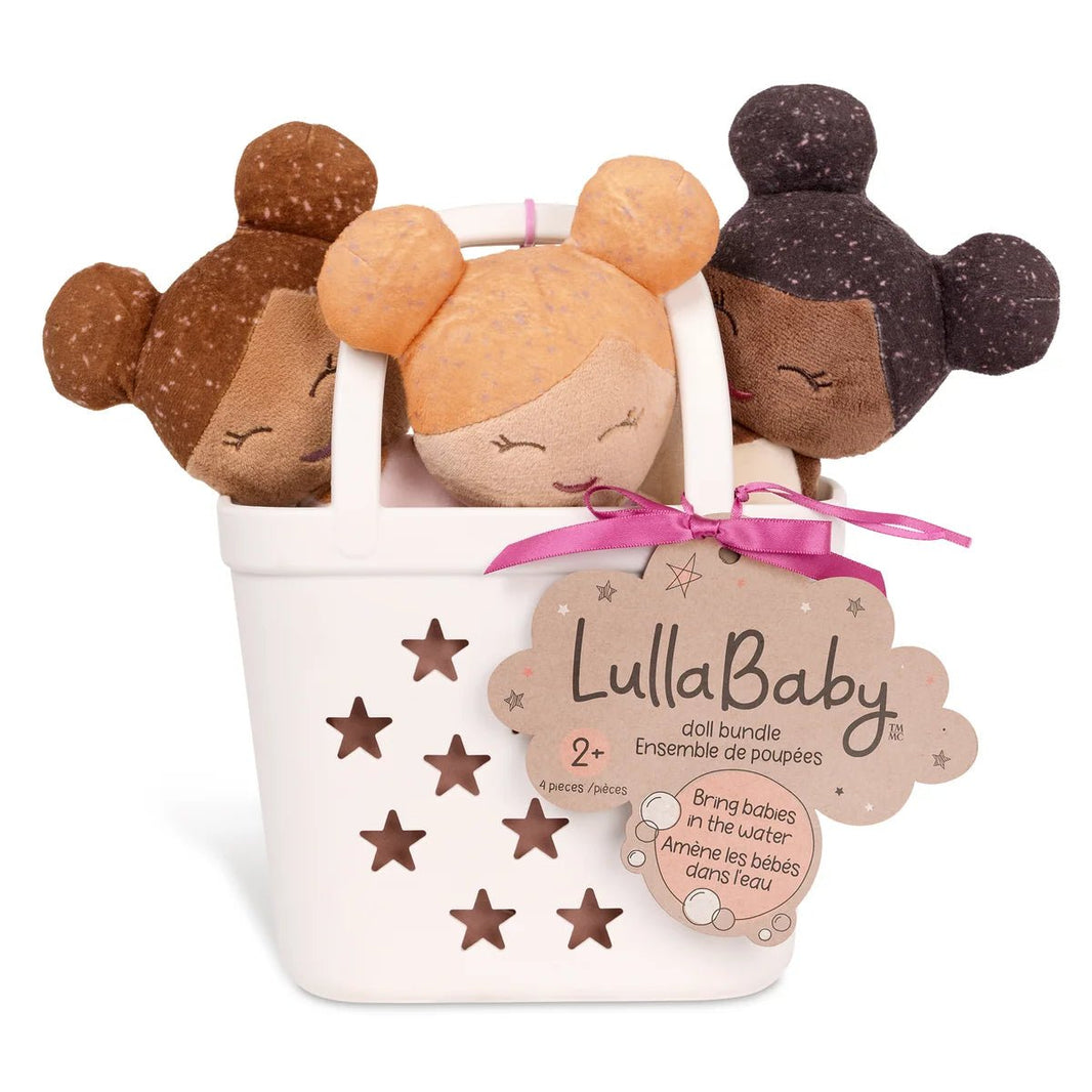 LullaBaby - LullaBaby - Badpoppen in Wit Mandje – set van 3 - Playlaan