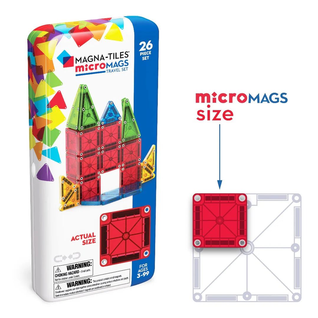 Magna - Tiles - MAGNA - TILES - Micro MAGS Travel Set - 26 stuks in metelen blikje - Playlaan