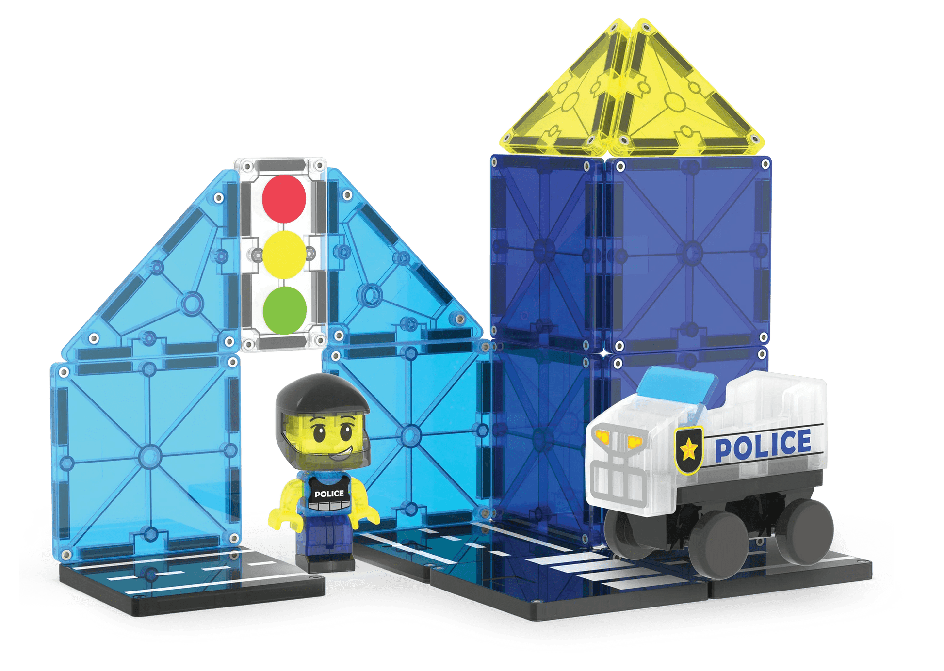 Magna - Tiles - Magna - Tiles Police Station 20 - delige Set - Playlaan