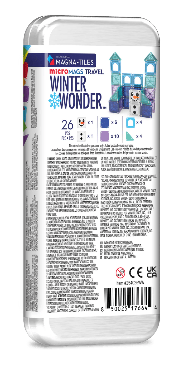 Magna - Tiles - Magna - Tiles Winter Wonder Travel set in metalen blikje 26st - Playlaan