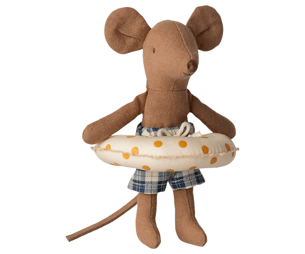 Maileg - Maileg - Beach mouse with float, Little brother - Yellow dots - Playlaan