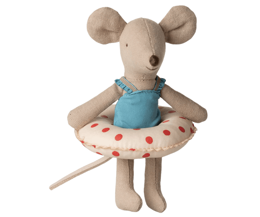 Maileg - Maileg - Beach mouse with float, Little sister - Red dots - Playlaan