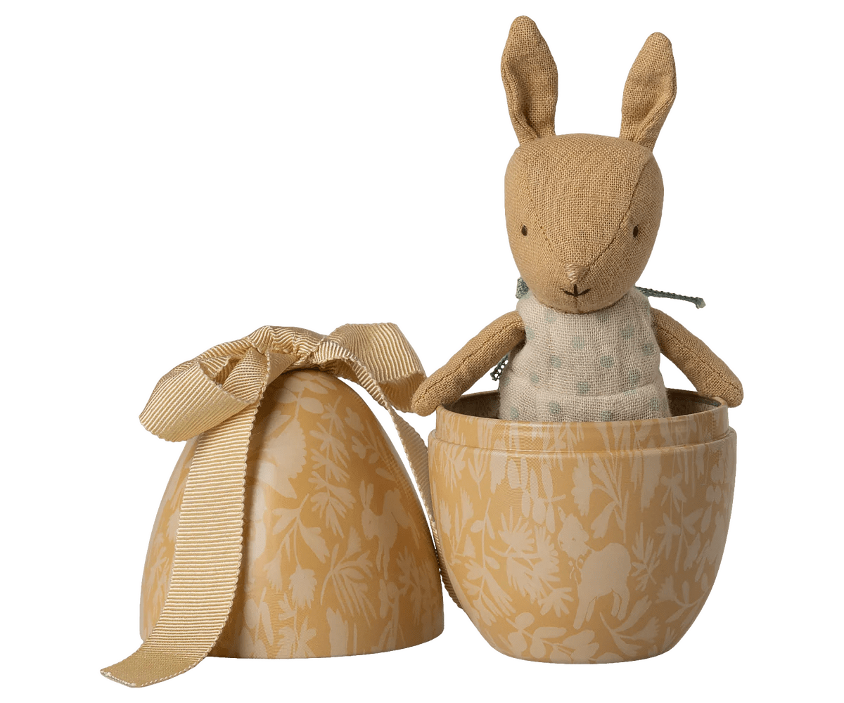 Maileg - Maileg - Paasei met mini konijn - klein - Crème - geel - Playlaan