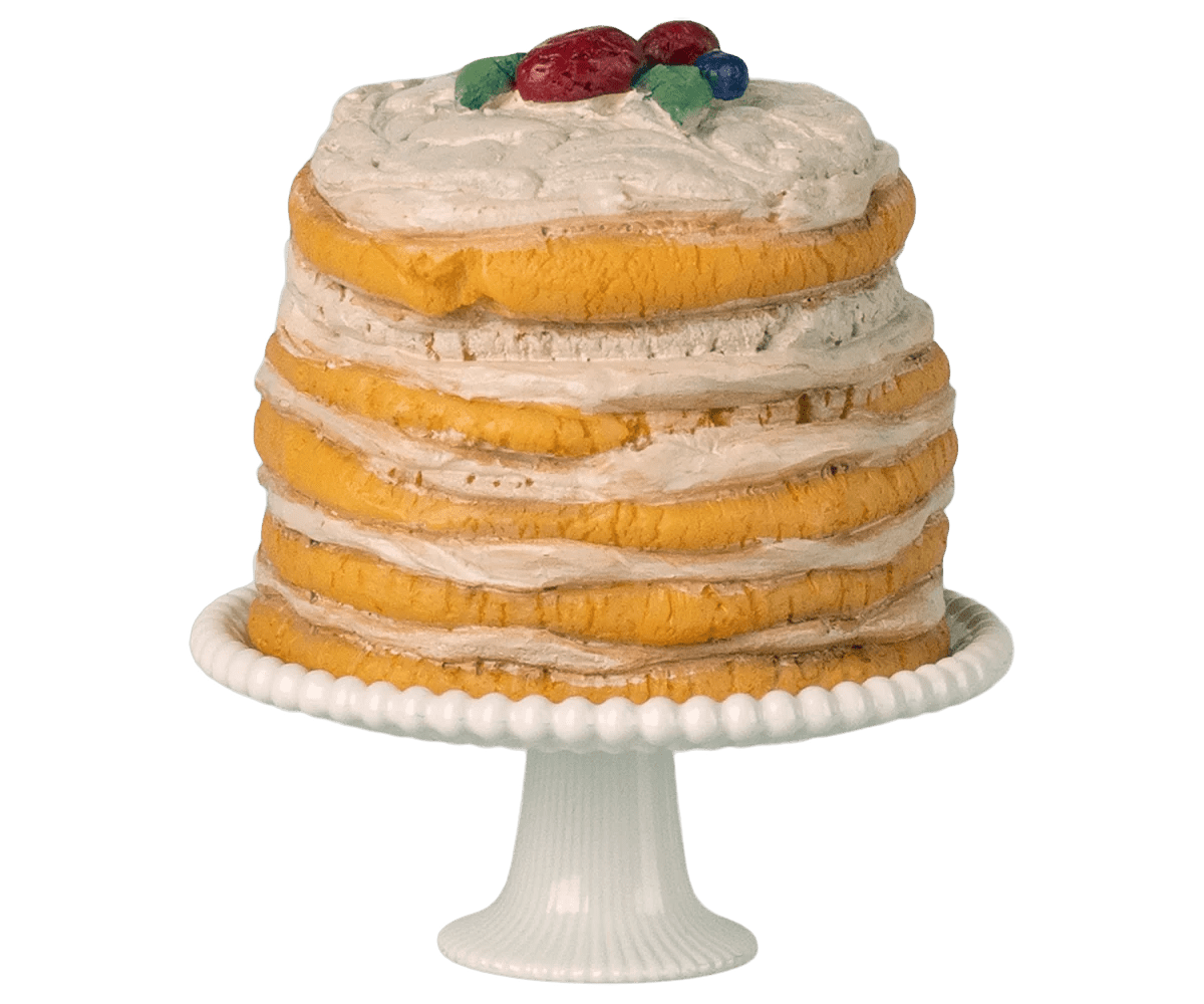 Maileg - Maileg - Party cake and cake stand, Mouse - Off white - Playlaan