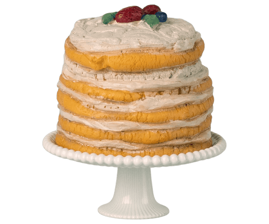 Maileg - Maileg - Party cake and cake stand, Mouse - Off white - Playlaan