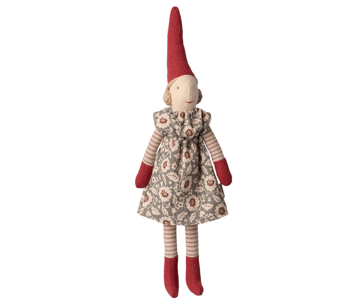 Maileg - Maileg - Pixy meisje maat 1 - winterjurk in muntkleur - Playlaan