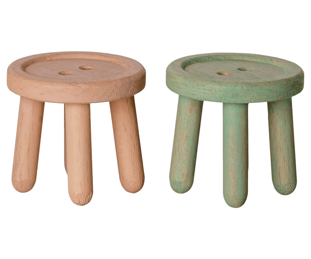 Maileg - Maileg - Stool set, Mouse - Light rose/Light mint - Playlaan