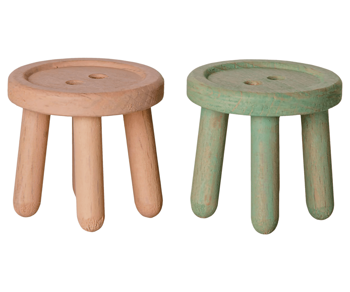 Maileg - Maileg - Stool set, Mouse - Light rose/Light mint - Playlaan