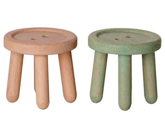 Maileg - Maileg - Stool set, Mouse - Light rose/Light mint - Playlaan