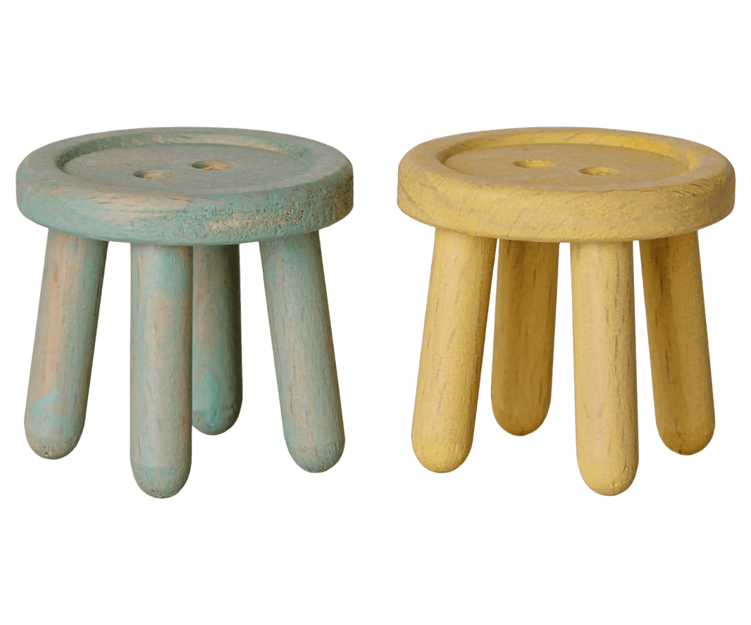 Maileg - Maileg - Stool set, Mouse - Mint/Light yellow - Playlaan
