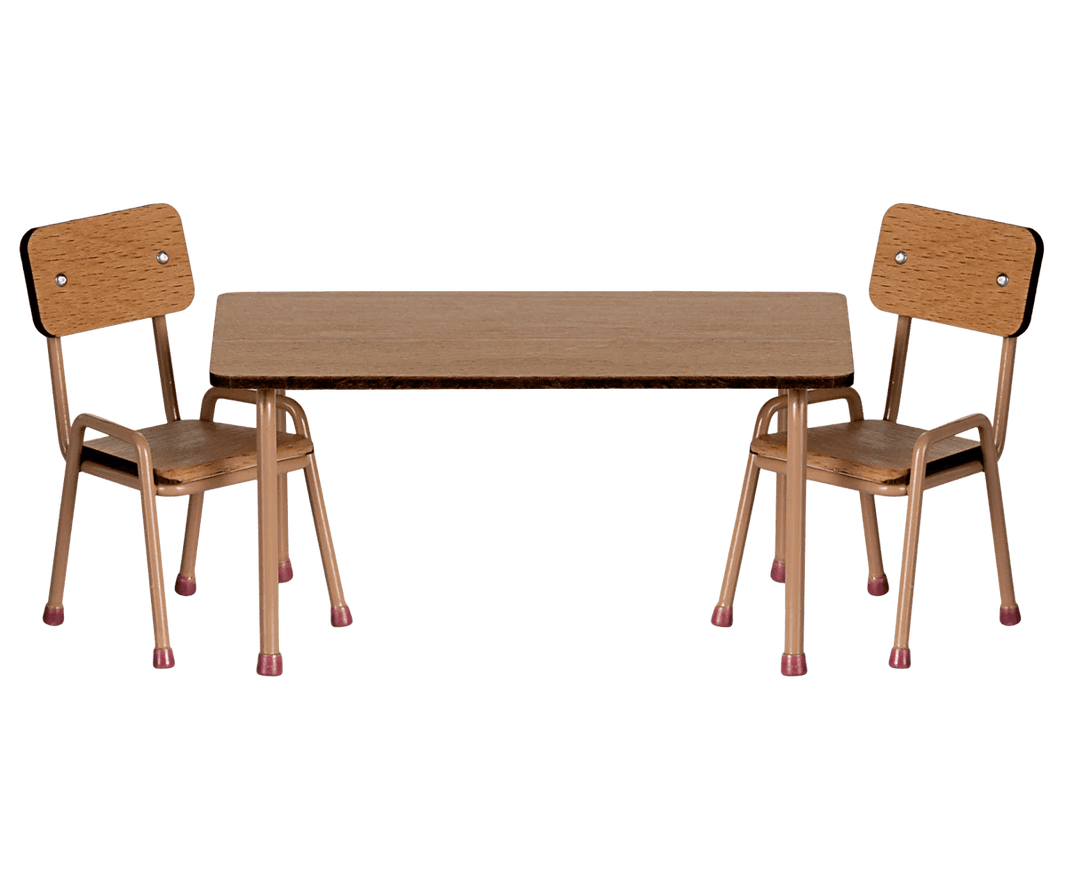 Maileg - Table and chair set, Mouse - Dark powder - Playlaan