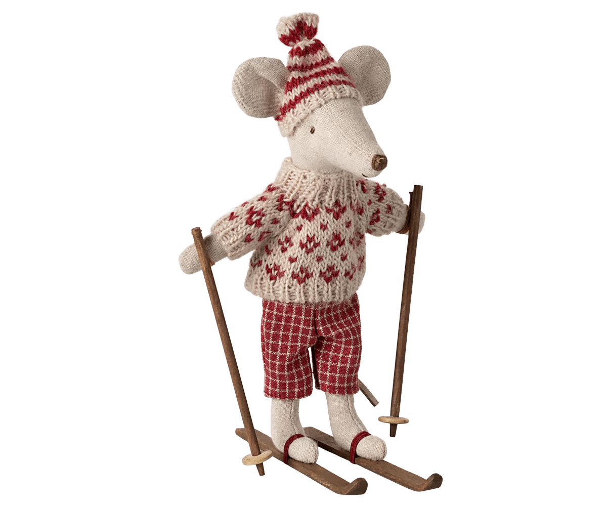 Maileg - Wintermuis met skiset - Mama Muis - Rood - Playlaan