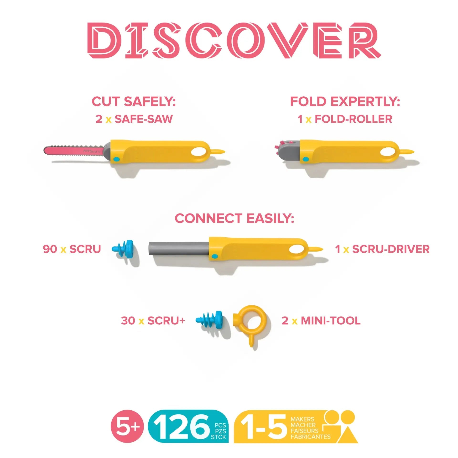 Makedo - Makedo - Discover Kit 126 pieces - Playlaan