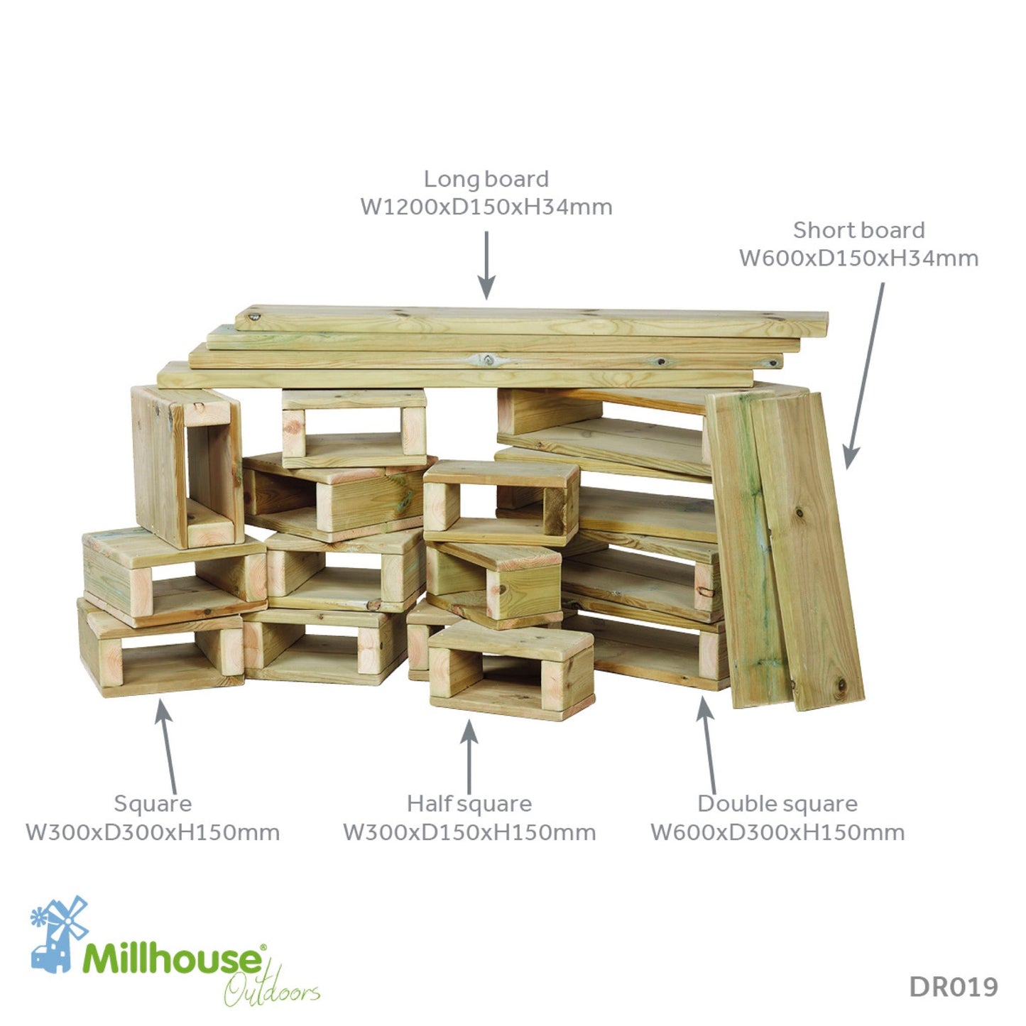 Millhouse - Millhouse - Constructieblokken set (22 stuks) voor buiten - Playlaan