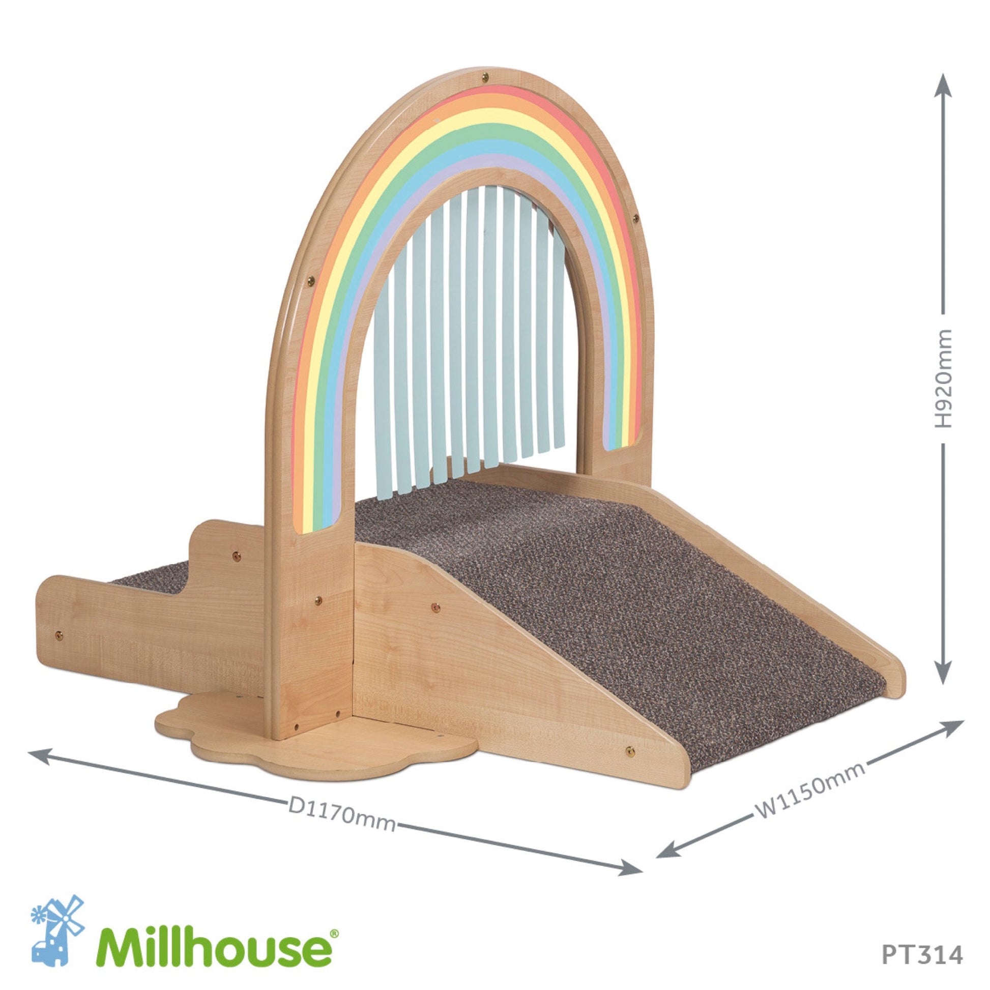 Millhouse - Millhouse - Houten sensorische kruiptoestel regenboog - Playlaan