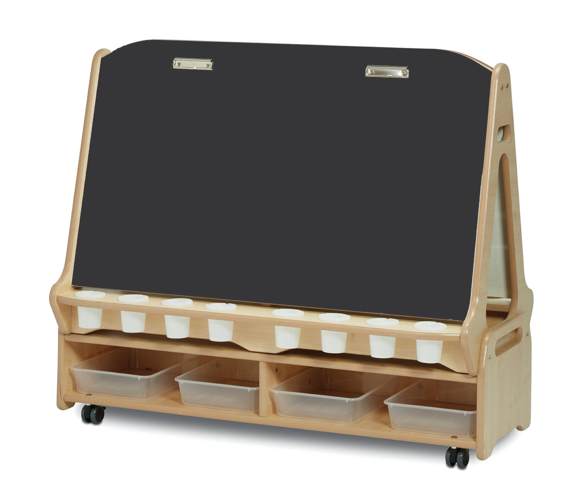 Millhouse - Millhouse - Krijtbord en whiteboard ezel met opbergtrolley dubbelzijdig - Playlaan