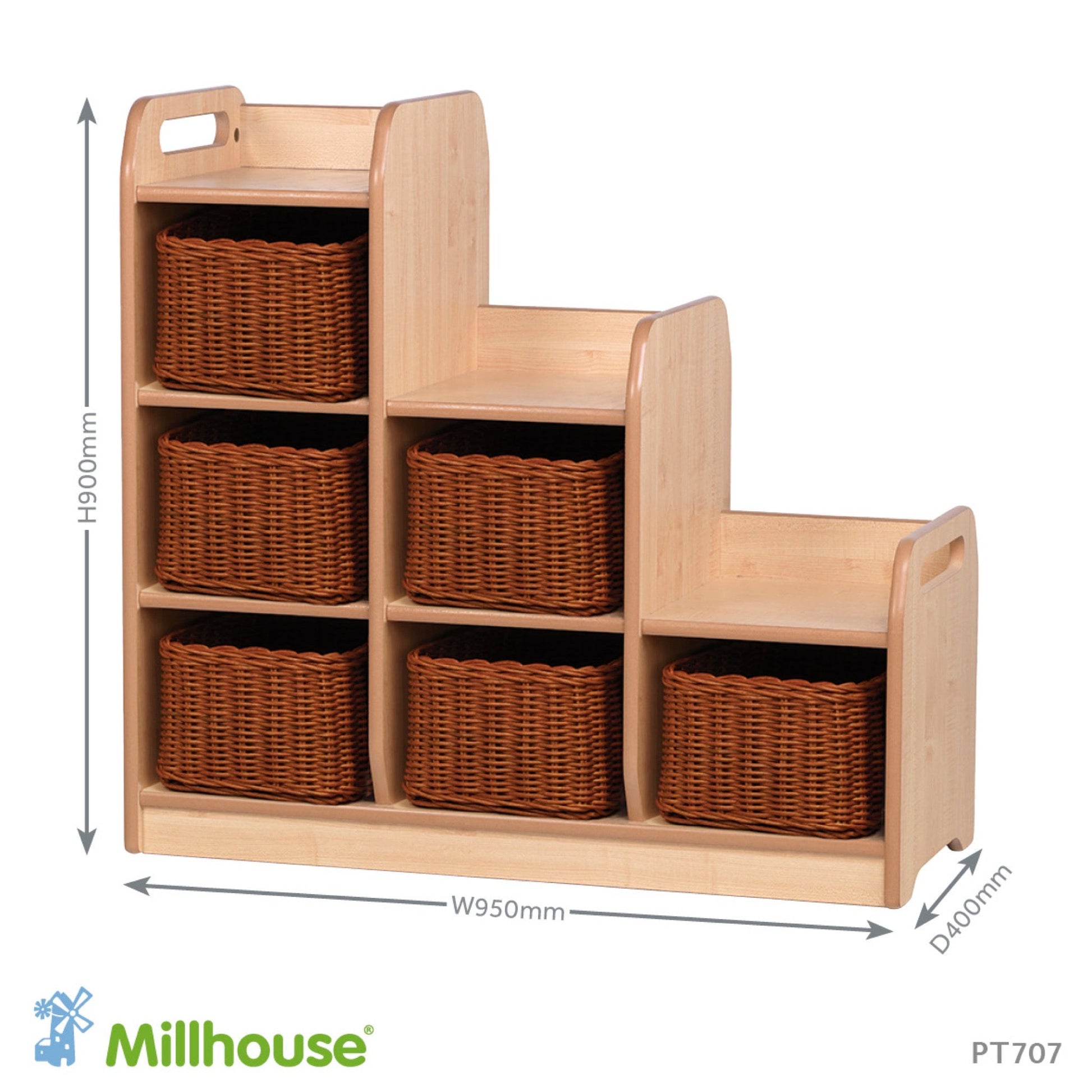 Millhouse - Millhouse - Opbergkast met treden en 6 manden – linker uitvoering - Playlaan