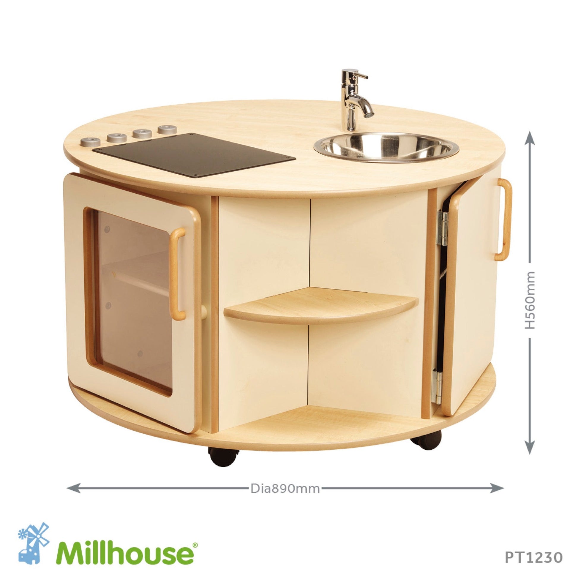 Millhouse - Millhouse - Ronde keukeneiland speelkeuken werkbladhoogte 56cm - Home From Home - Playlaan