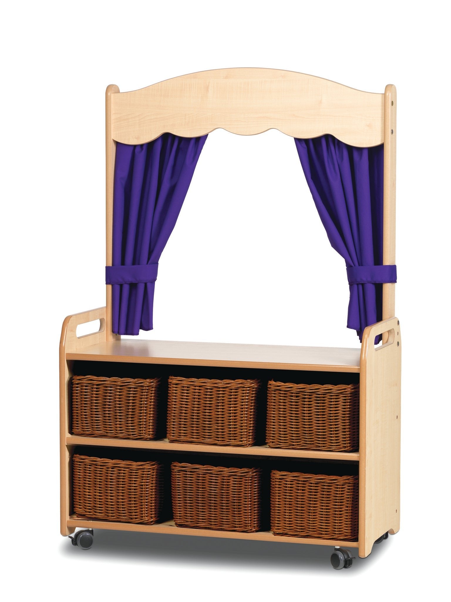 Millhouse - Millhouse - Verrijdbare hoge kast met theatermodule en 6 manden- Paars - Playlaan
