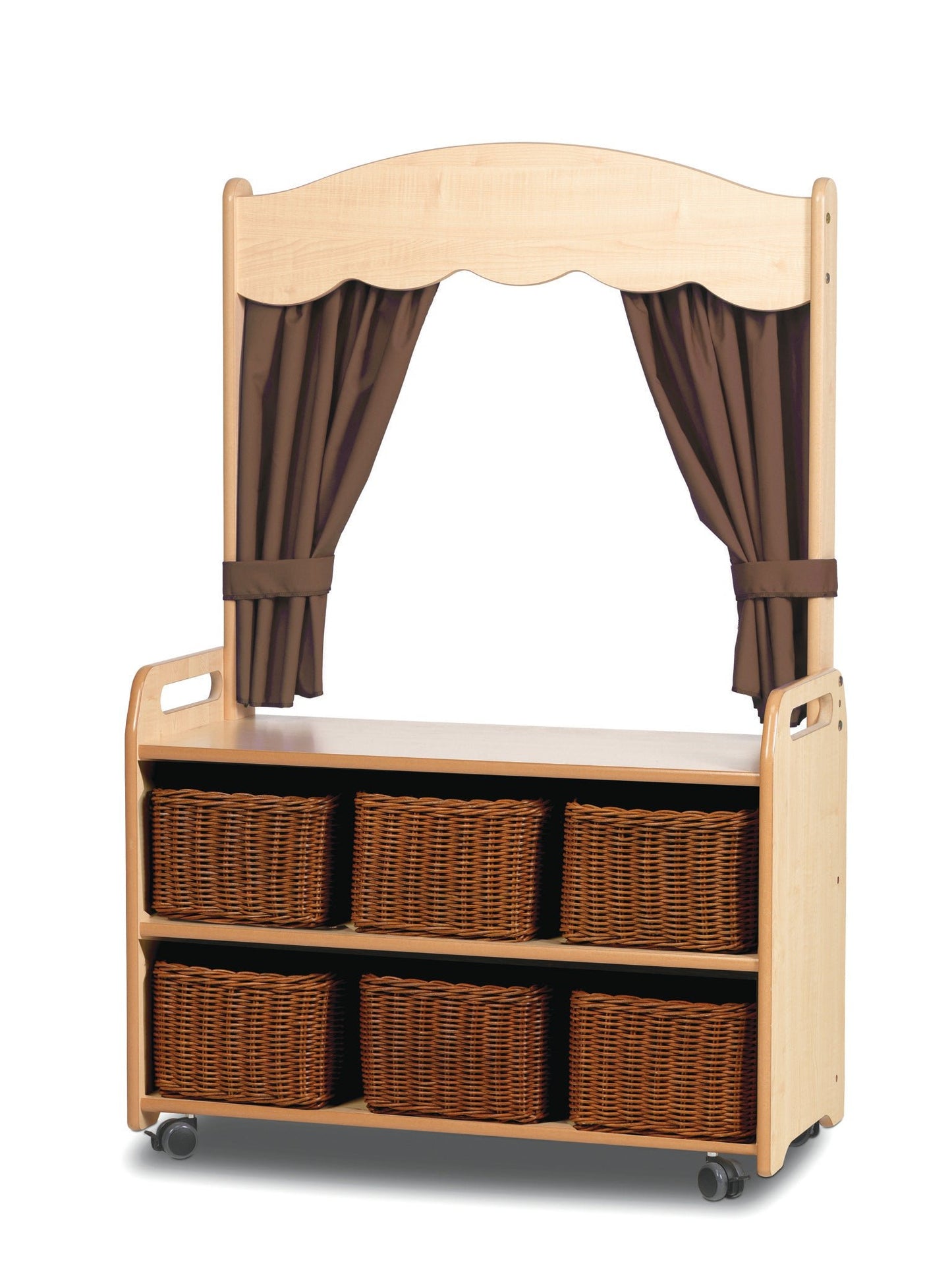Millhouse - Millhouse - Verrijdbare hoge kast met theatermodule en 6 opbergmanden - Taupe - Playlaan