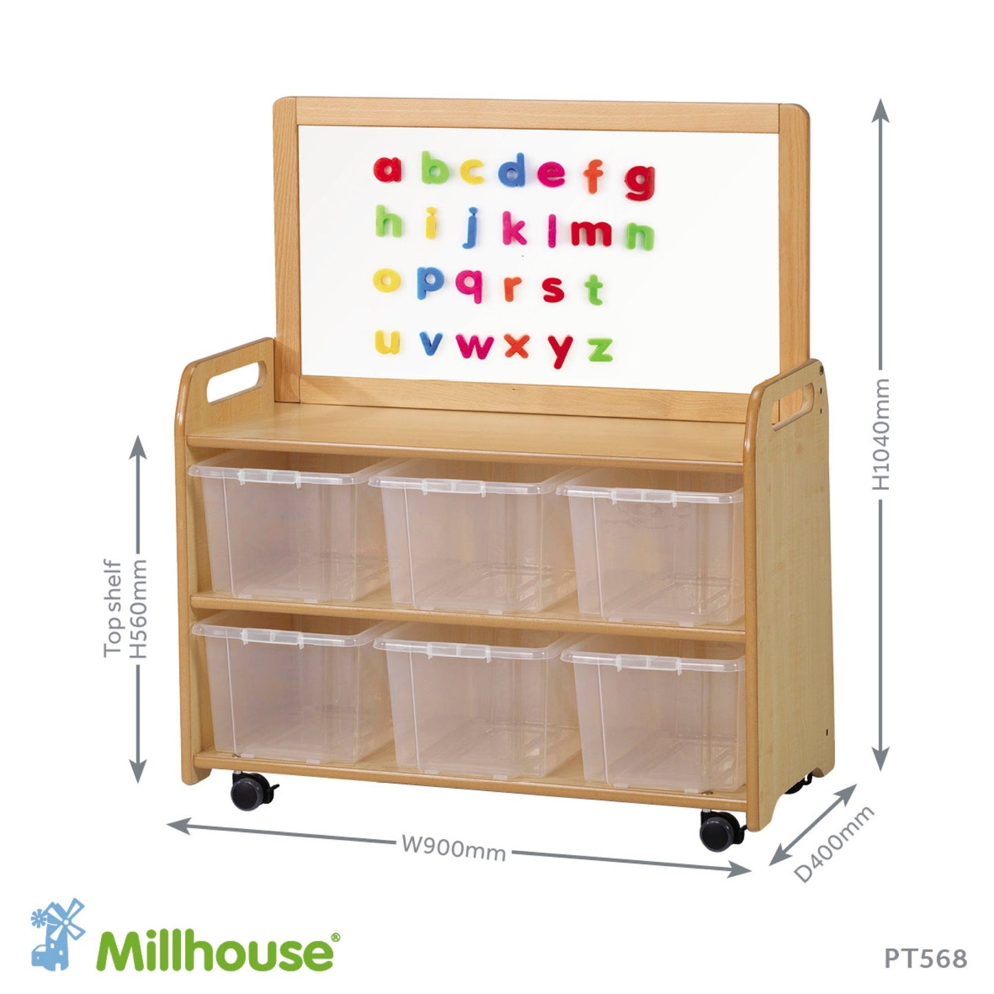 Millhouse - Millhouse - Verrijdbare kast met magnetisch whiteboard opzetstuk - Playlaan