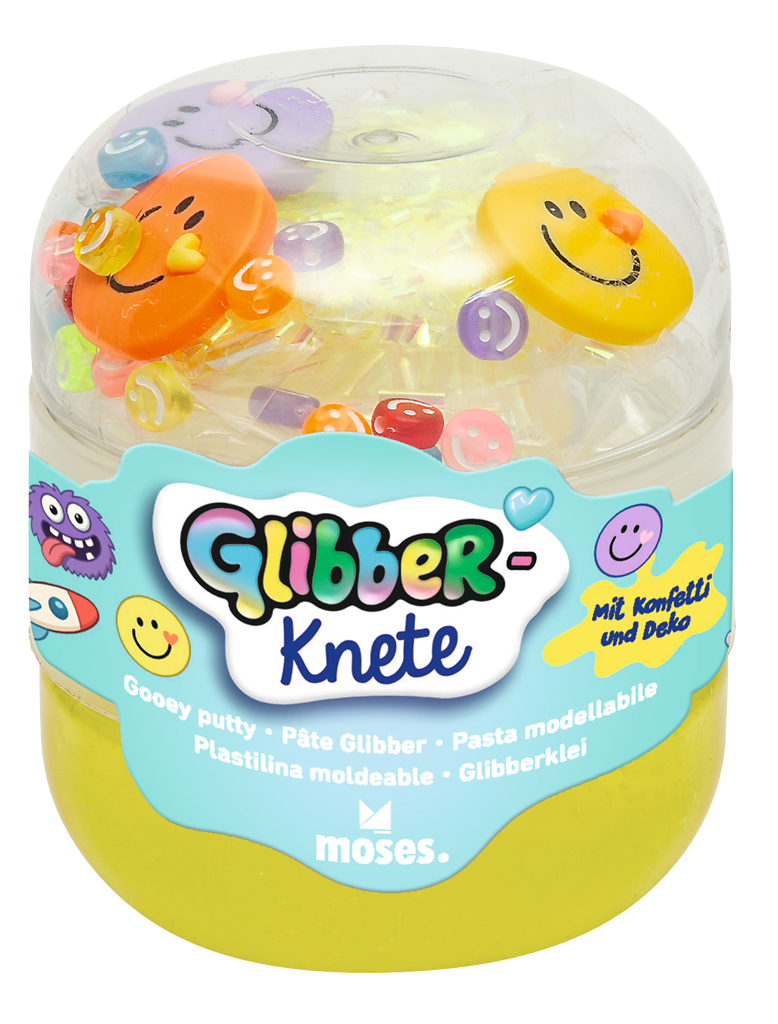 Moses verlag - Moses - Glibber klei slijm met confetti - smileys - Playlaan