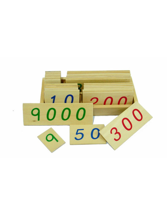 Moyo Montessori - Kleine houten cijferkaarten met doos (1 - 9000), Montessori incl. kist - Playlaan