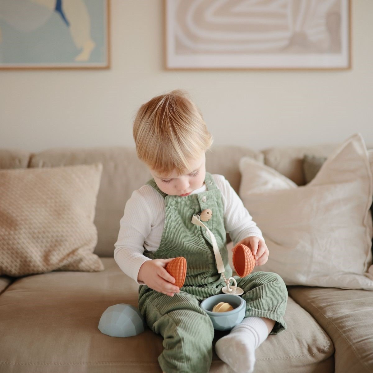 Mushie - Mushie - Sensorische ballen 3st. - poeder blauw - Playlaan