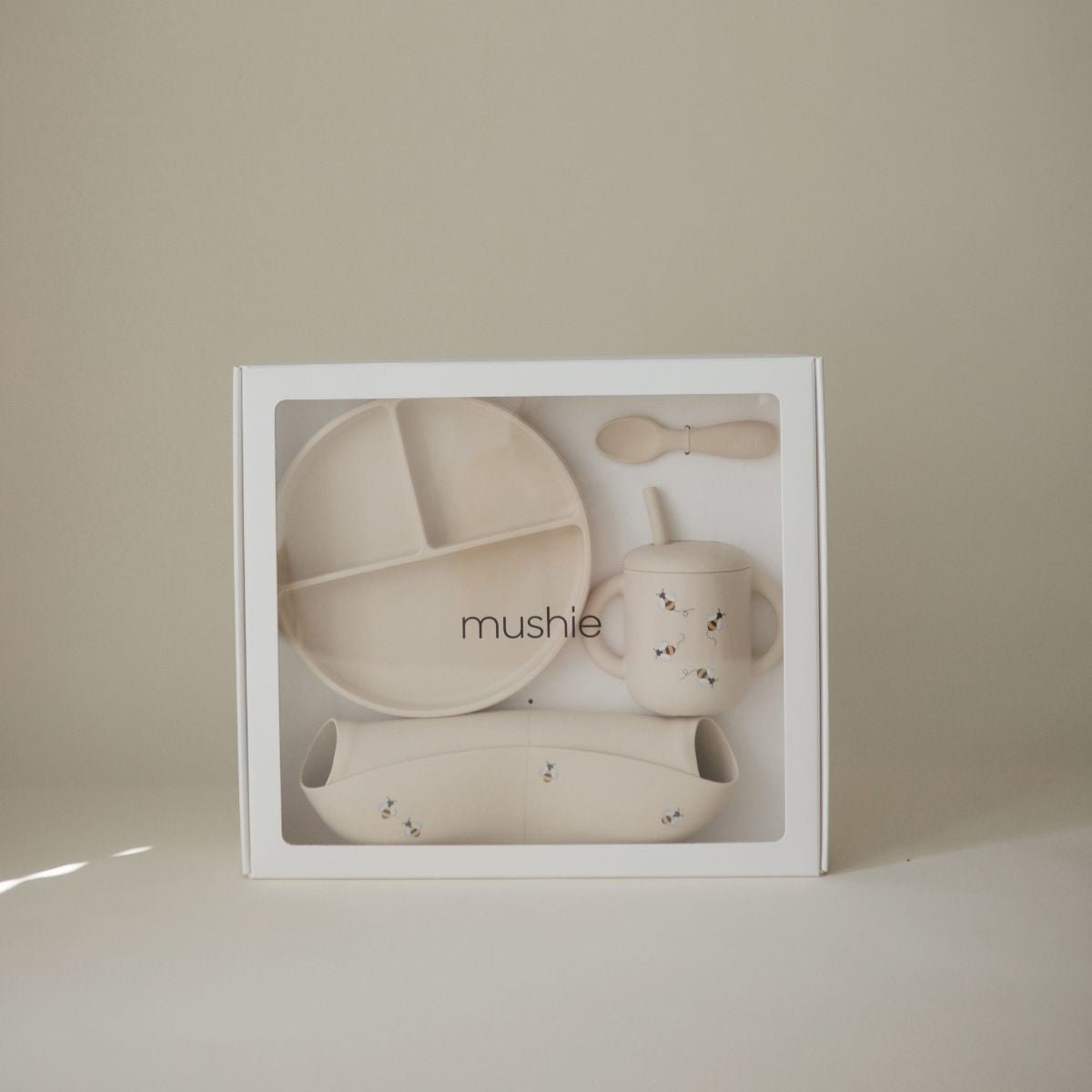Mushie - Mushie - Siliconen Eetset Pauter in Geschenkdoos - Bijen - Playlaan