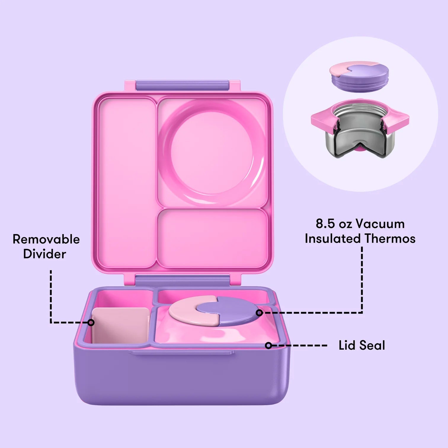 Omielife - Omielife - OmieBox Bento lunchbox met RVS thermos soepbeker - Eenhoorn - Playlaan