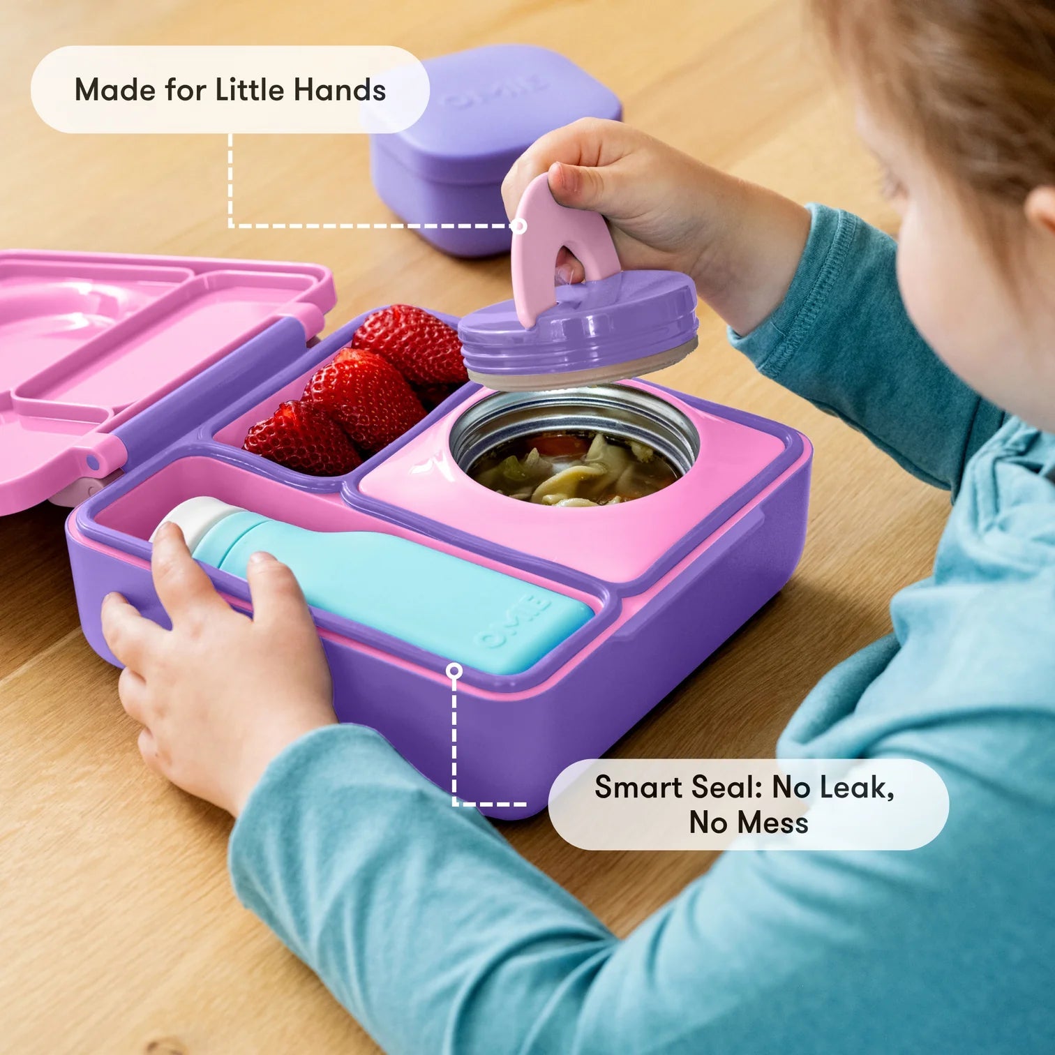 Omielife - Omielife - OmieBox Bento lunchbox met RVS thermos soepbeker - Eenhoorn - Playlaan