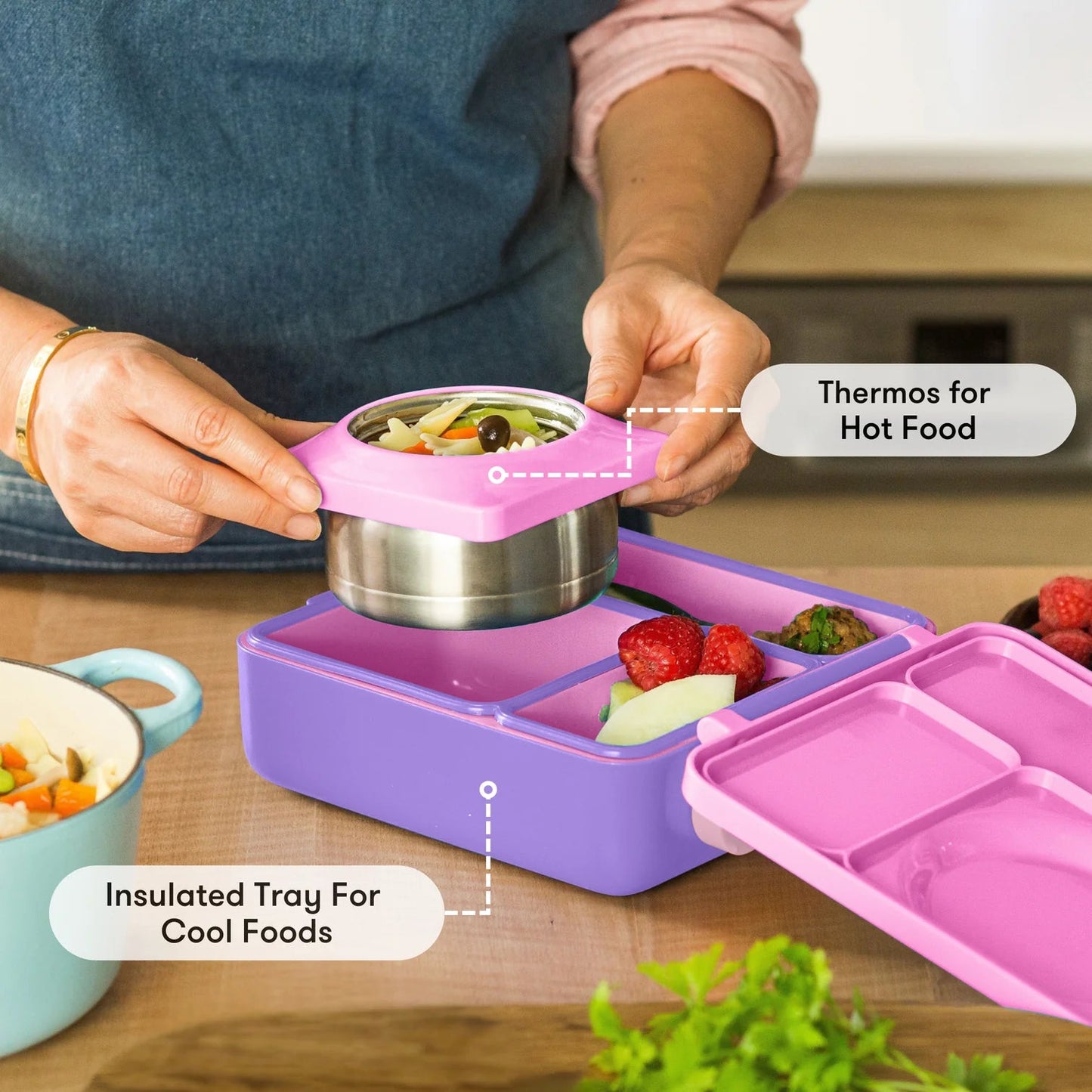 Omielife - Omielife - OmieBox Bento lunchbox met RVS thermos soepbeker - Eenhoorn - Playlaan