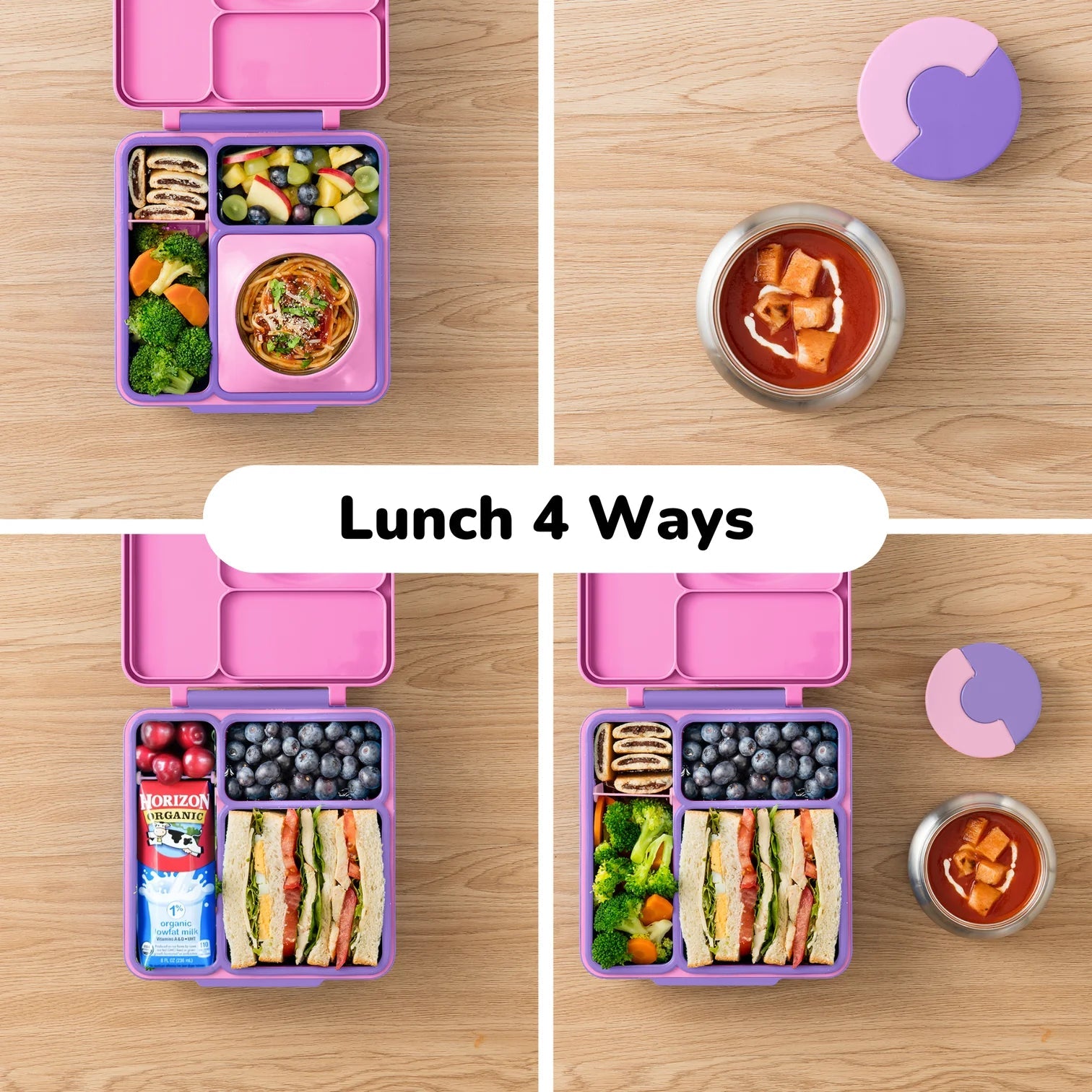 Omielife - Omielife - OmieBox Bento lunchbox met RVS thermos soepbeker - Eenhoorn - Playlaan