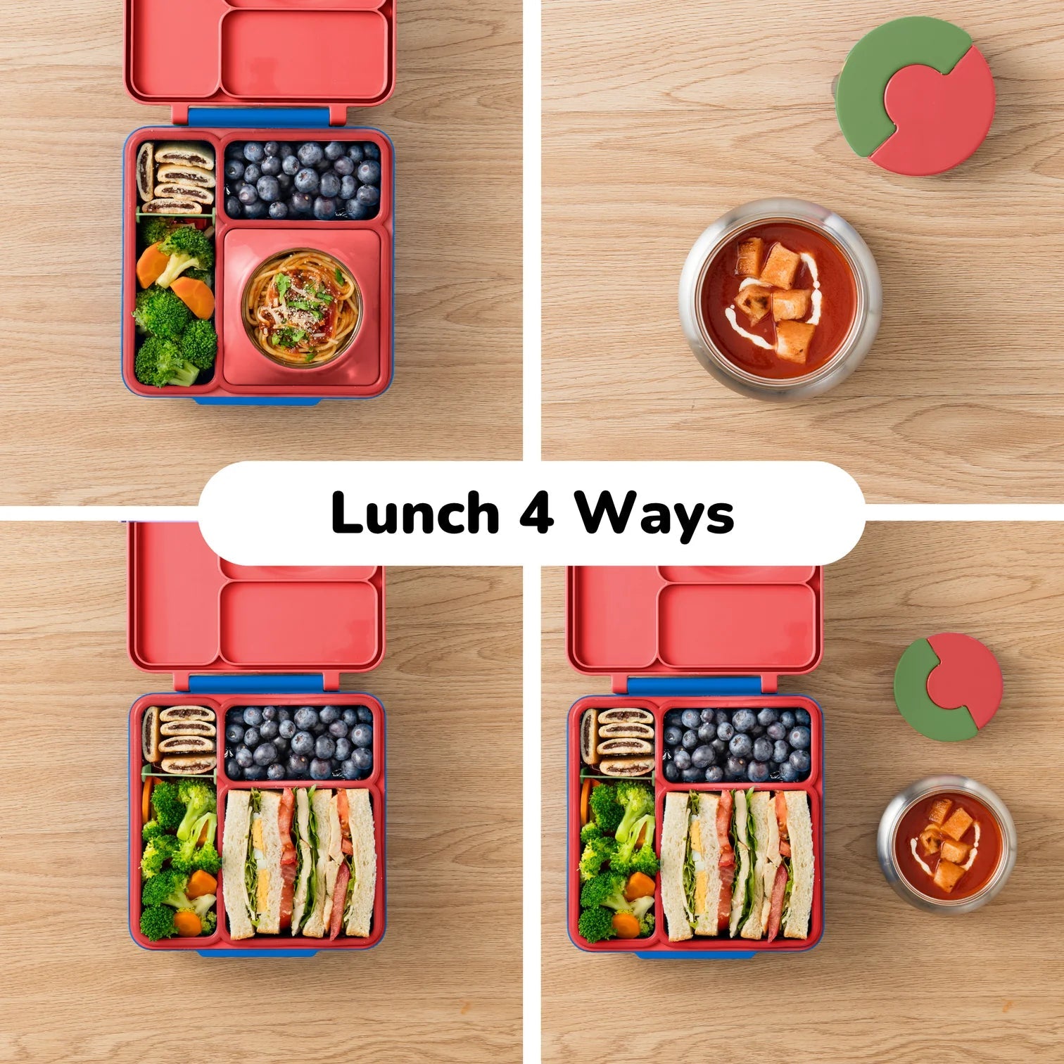 Omielife - Omielife - OmieBox Bento lunchbox met RVS thermos soepbeker - Scooter rood - Playlaan