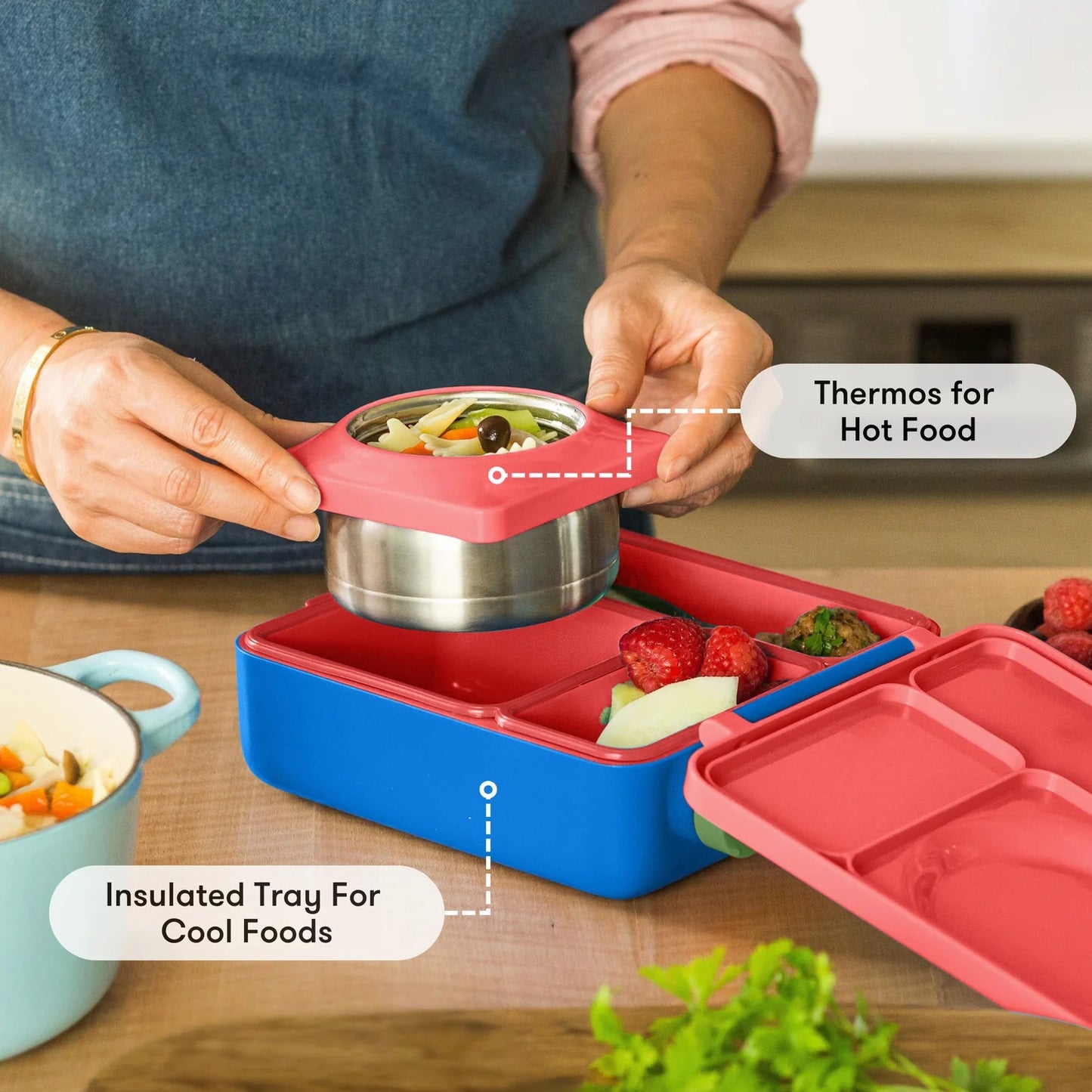 Omielife - Omielife - OmieBox Bento lunchbox met RVS thermos soepbeker - Scooter rood - Playlaan