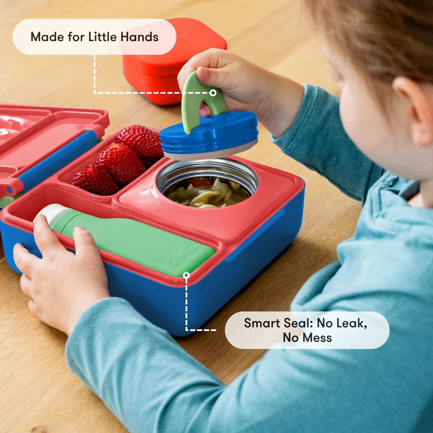 Omielife - Omielife - OmieBox Bento lunchbox met RVS thermos soepbeker - Scooter rood - Playlaan