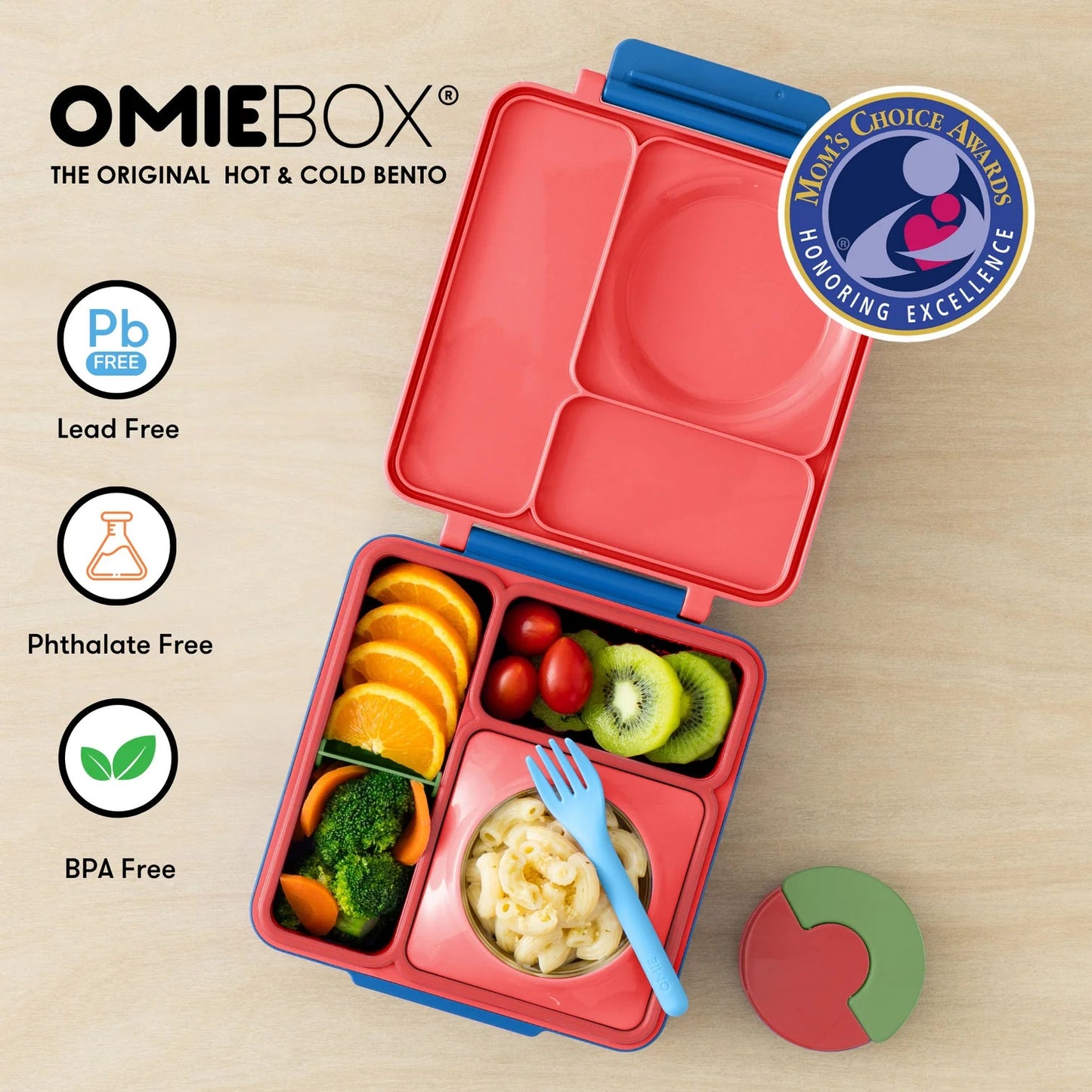 Omielife - Omielife - OmieBox Bento lunchbox met RVS thermos soepbeker - Scooter rood - Playlaan